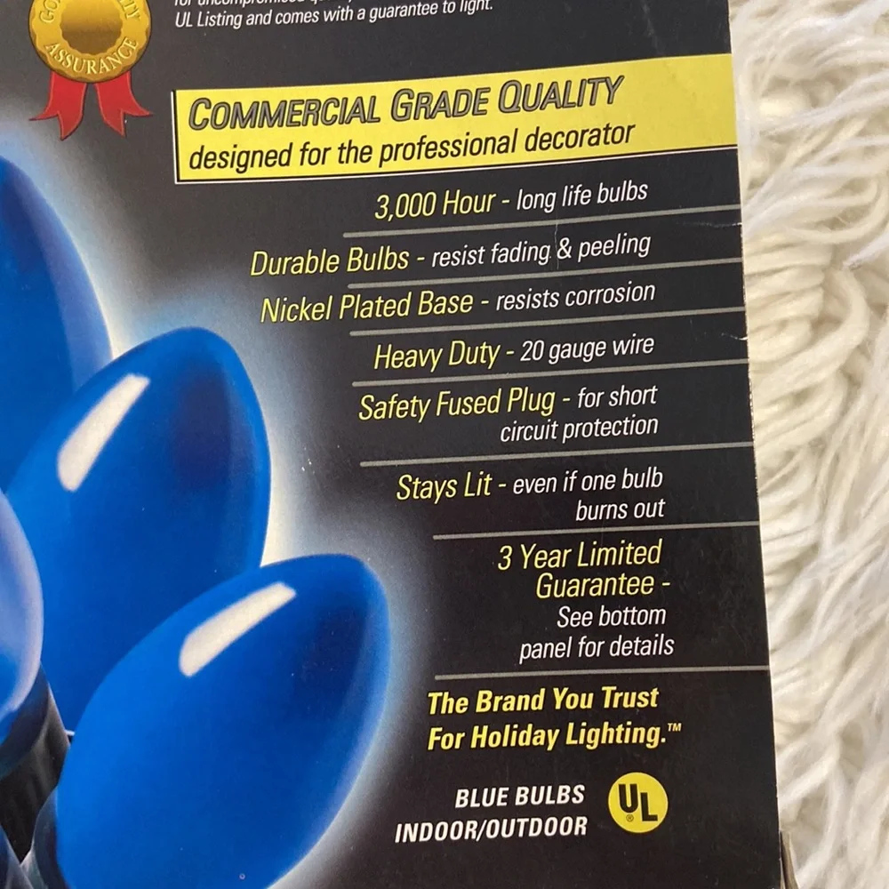 GE 30 OUTDOOR C-9 GLOW BRIGHT 29ft LIGHTED LENGHT LIGHTS TWO PACK COLOR BLUE